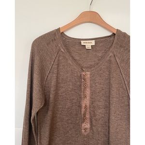 Diesel Men's Henley Sweater Brown Size M
